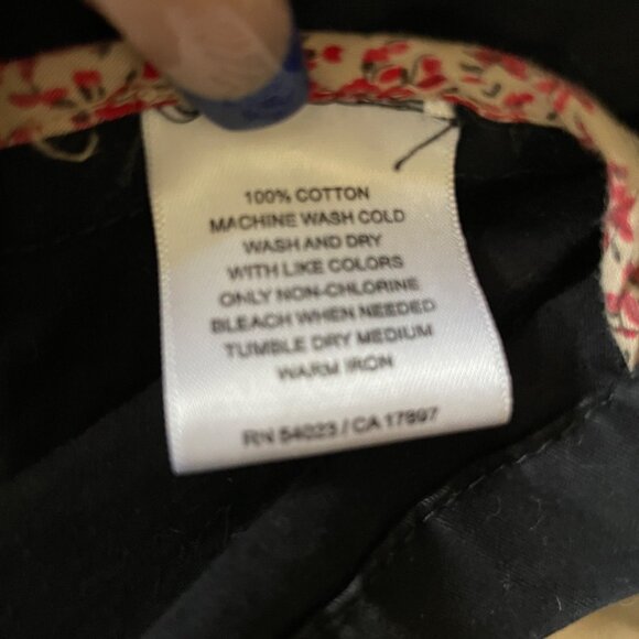 Black Womens Button-Up Cotton Jacket With Pockets & Floral Lining - Picture 5 of 6